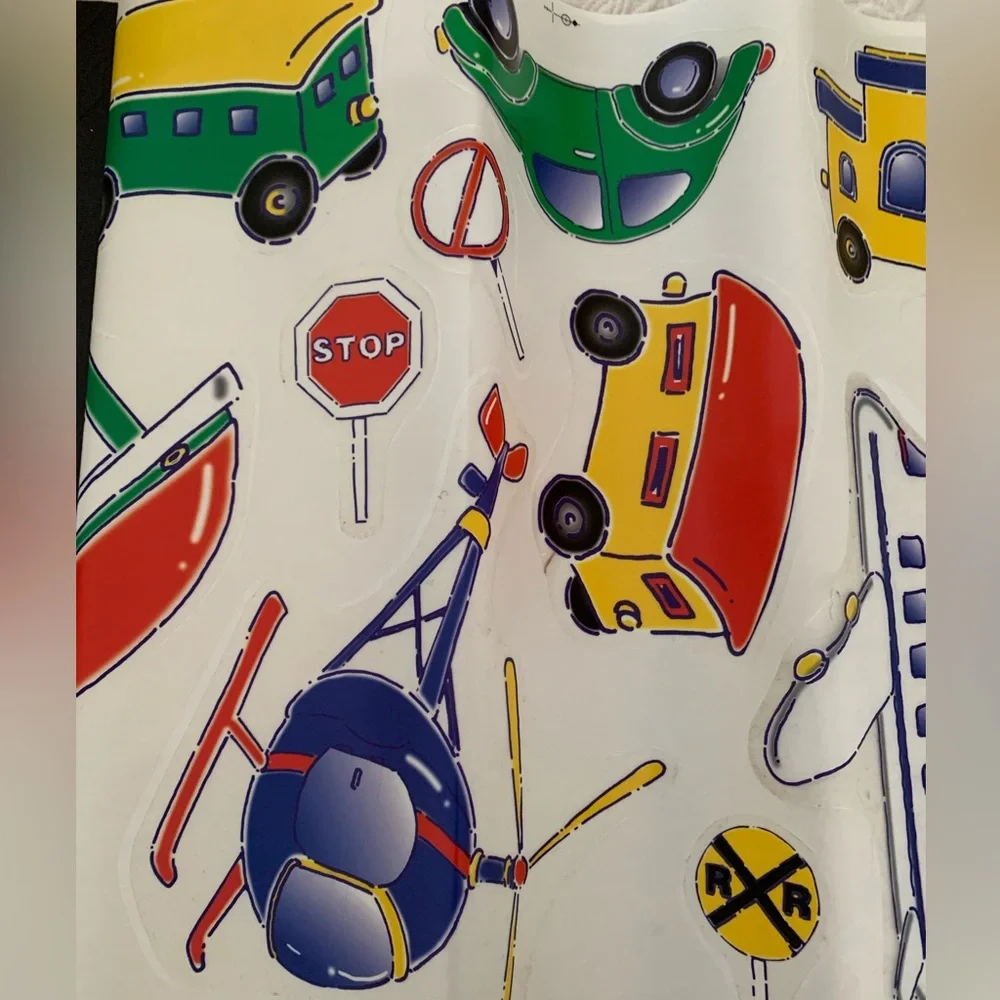 Jumbo Stick-Ups Wall Decor Vehicles Removable Appliques Primary Colors Room Art